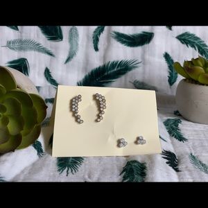 Earcrawler/studs with Opal-like stone